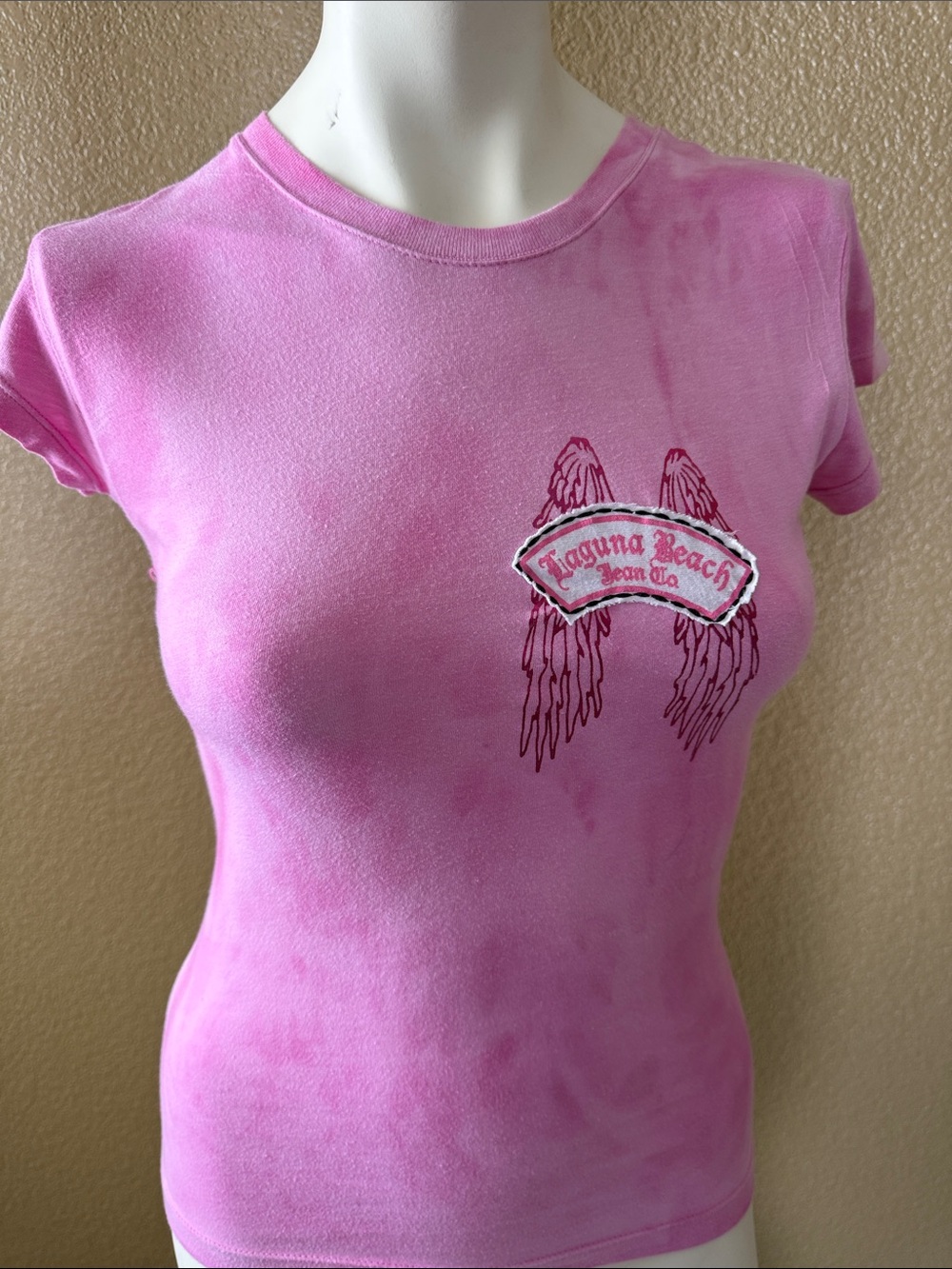 Laguna B Pink Graphic Tee with Winged Fleur-de-Lis